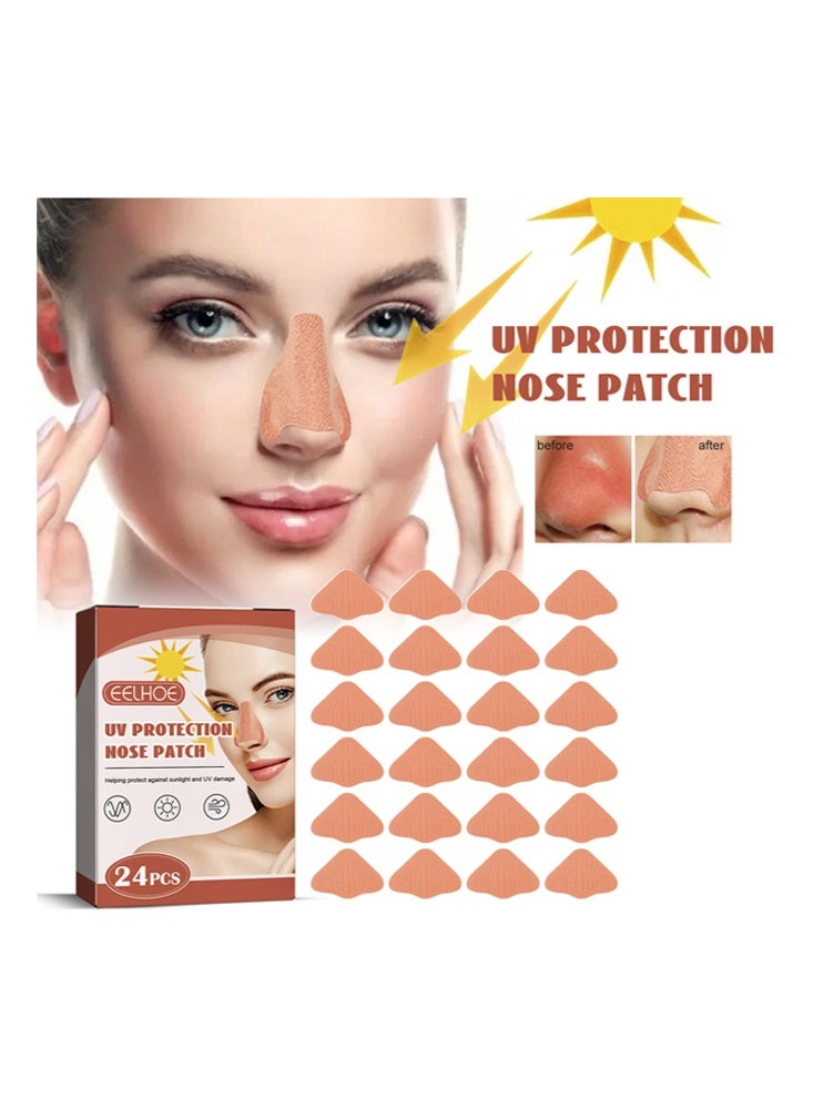 EELHOE Uv Protection Nose Patch 24pcs, Sun Protection Summer Nose Patch Outdoor Sunblock Guards Nose Cover UV Stickers for Sunscreen Golf Nose Bandage, for Men Women Exposure Tanning Outdoor Sports Accessories - Image 1