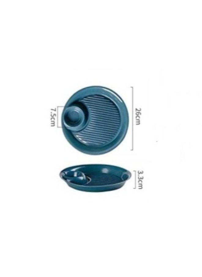 GGEROU - Dinner Plates Serving Plate with Sauce Holder Serving Plate with Sauce Divider Plate - Image 1
