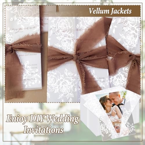 Ysglory 100 Pcs Vellum Jackets for 5x7 Invitations Floral Vellum Paper Invitation Sleeves Pre-Folded Translucent Envelope Inserts liner 115 GSM for Wedding, Birthdays, Bridal Baby Showers - Image 3