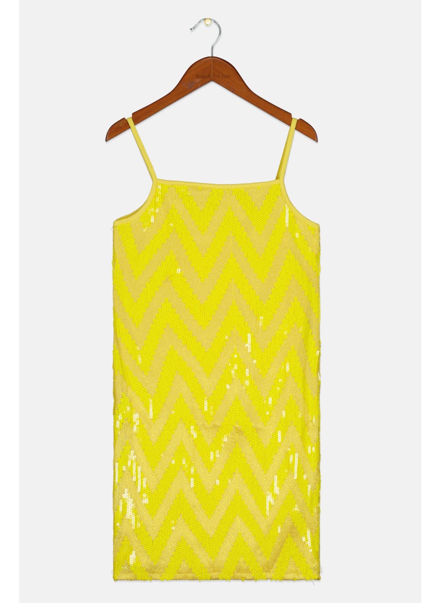 RIVER ISLAND Kids Girl Sequin Midi Dress, Yellow 