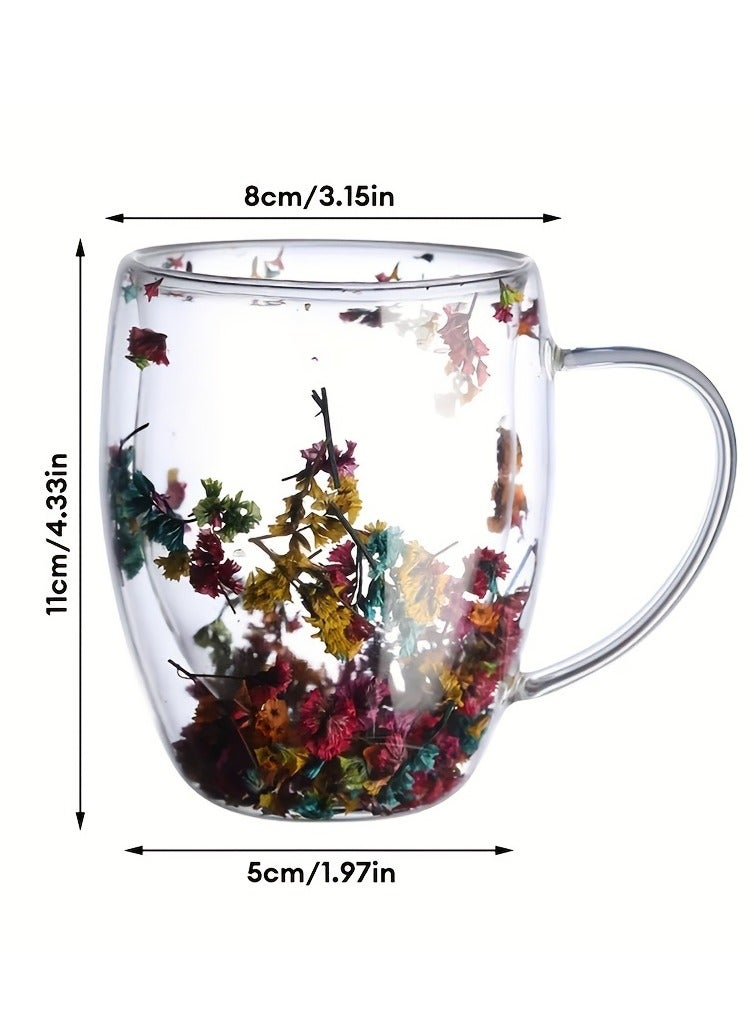 إيفرين كوب قهوة زجاجي مزدوج الطبقات، سعة 350 مل، كوب ماء شفاف للشاي والكابتشينو والإسبريسو واللاتيه، أكواب المشروبات الساخنة، هدية عيد ميلاد للنساء - Image 3