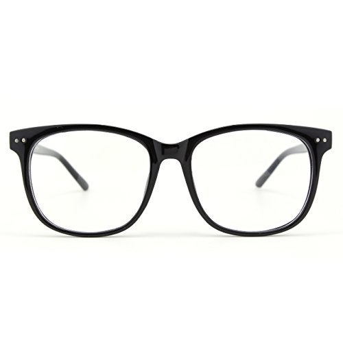 GQUEEN Fake Non Prescription Glasses Clear Lens for Women Men Oversized Frame UV400 Protection Glossy Black, 201581 - Image 5