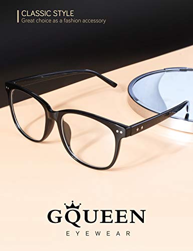 GQUEEN Fake Non Prescription Glasses Clear Lens for Women Men Oversized Frame UV400 Protection Glossy Black, 201581 - Image 2