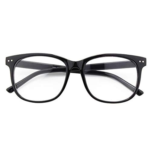 GQUEEN Fake Non Prescription Glasses Clear Lens for Women Men Oversized Frame UV400 Protection Glossy Black, 201581 - Image 1