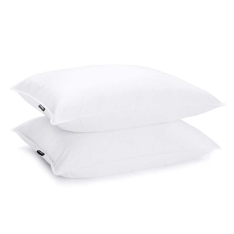 JA COMFORTS Duck Feather Down Bed Pillows for Sleeping2 PacksStandardQueenHigh Filling Weight600 Thread CountDoubleLayer Downproof Fabric Design10 Duck DownCotton CoverWhite