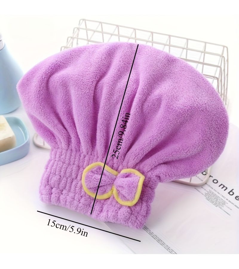 Women S Quick Drying Hair Coral Fleece Super Absorbent Thickened Modern Geometric Pattern Essential Bathroom Item Color Random 1pc - Image 3