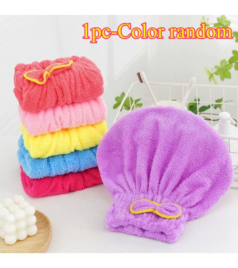 Women S Quick Drying Hair Coral Fleece Super Absorbent Thickened Modern Geometric Pattern Essential Bathroom Item Color Random 1pc - Image 2