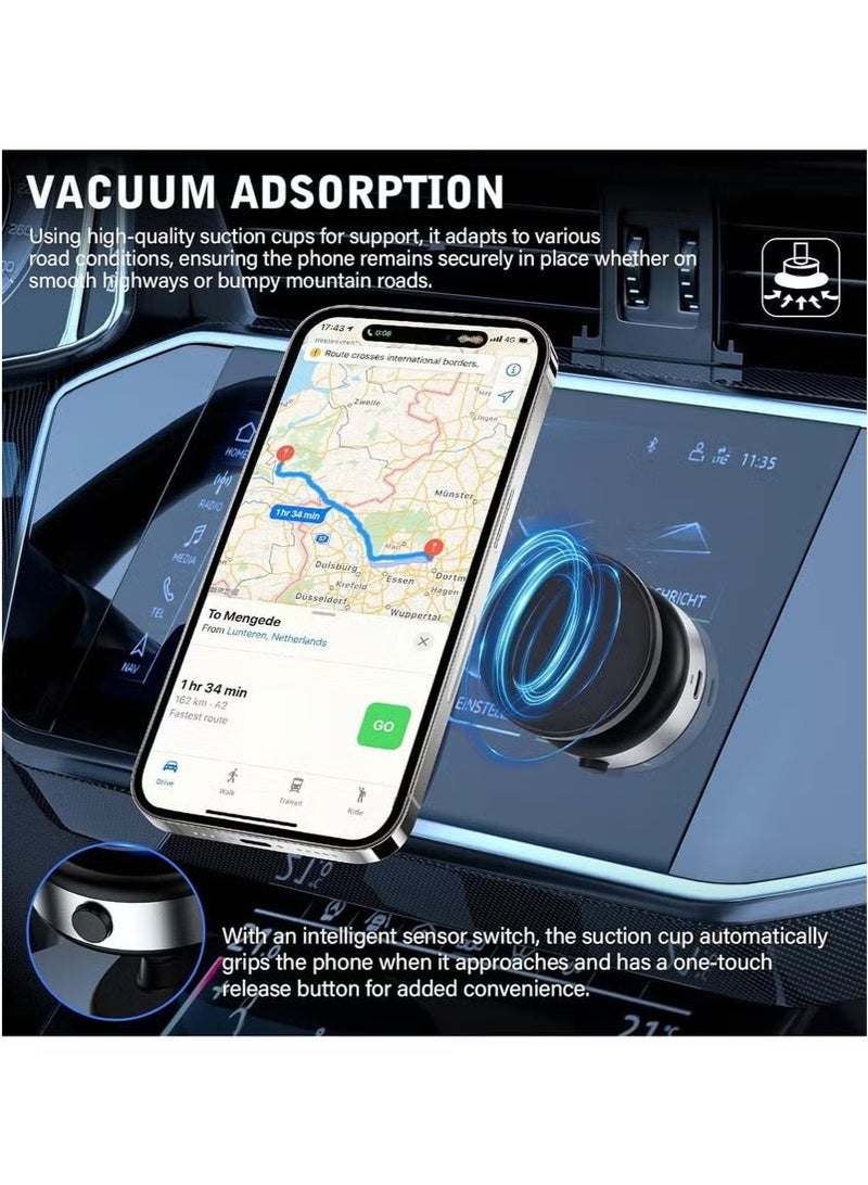 vesus 360° Rotatable Car Magnetic Phone Holder – Electric Vacuum Magnetic Suction Mount with 360 Degree Rotation | Upgrade to Silver | Universal Compatible Car Phone Mount for Safe, Hands-Free Driving - Image 4