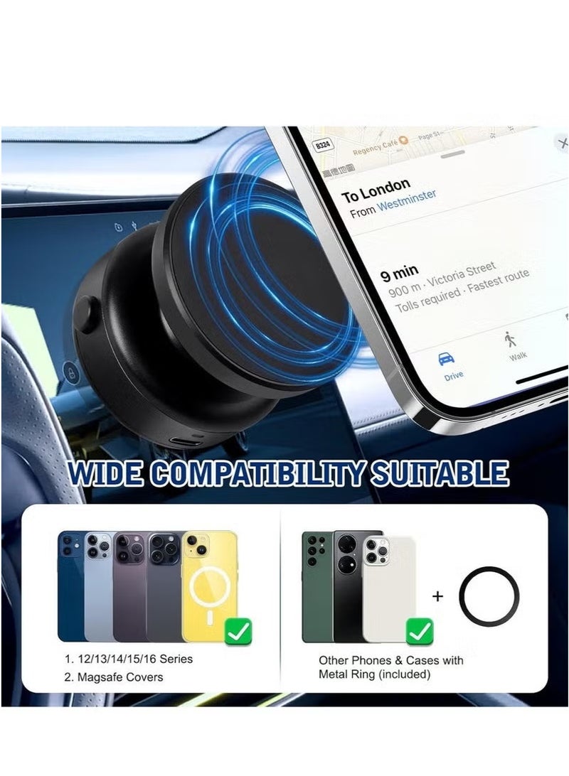 vesus 360° Rotatable Car Magnetic Phone Holder – Electric Vacuum Magnetic Suction Mount with 360 Degree Rotation | Upgrade to Silver | Universal Compatible Car Phone Mount for Safe, Hands-Free Driving - Image 3