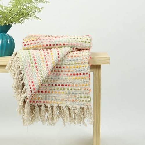 DMAASA Hand Woven Sofa Throw Blanket 50x70 Inches or 127x 178 cm- Soft & Cozy, Premium Cotton, Perfect for Sofa, Bed, or Lounge (Multicolor) - Image 3