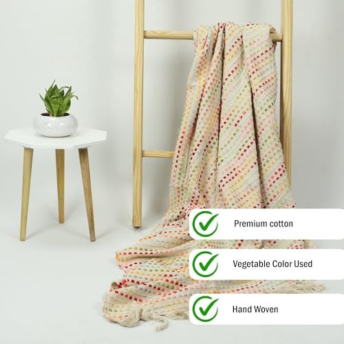 DMAASA Hand Woven Sofa Throw Blanket 50x70 Inches or 127x 178 cm- Soft & Cozy, Premium Cotton, Perfect for Sofa, Bed, or Lounge (Multicolor) - Image 4