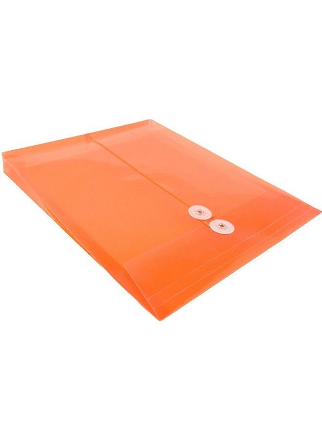 JAM Paper - Plastic Envelopes With Button & String Tie Closure Letter Open End 9 3 4 X 11 3 4 Bright Orange 12 Pack - Image 1