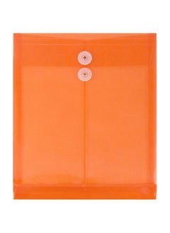 JAM Paper Plastic Envelopes With Button & String Tie Closure Letter Open End 9 3 4 X 11 3 4 Bright Orange 12 Pack  - Image 1