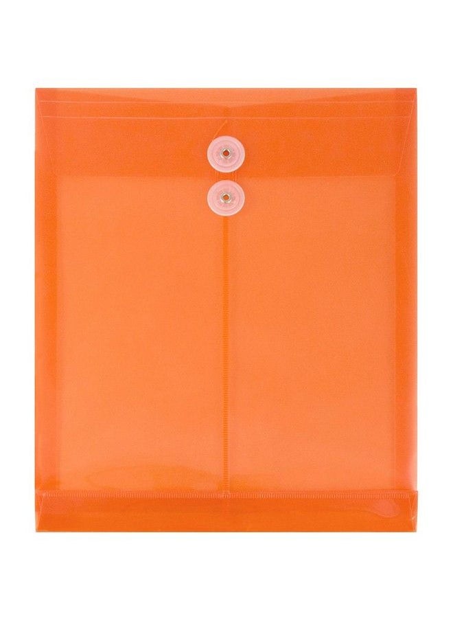 JAM Paper - Plastic Envelopes With Button & String Tie Closure Letter Open End 9 3 4 X 11 3 4 Bright Orange 12 Pack - Image 1