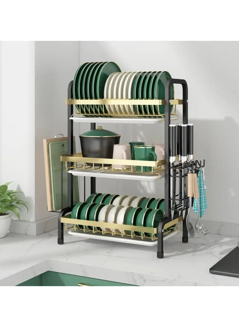 Kitchen Kitchen Carbon Steel Drain Bowl and Dish Rack Storage Rack with Chopsticks and Chopping Board  - Image 2