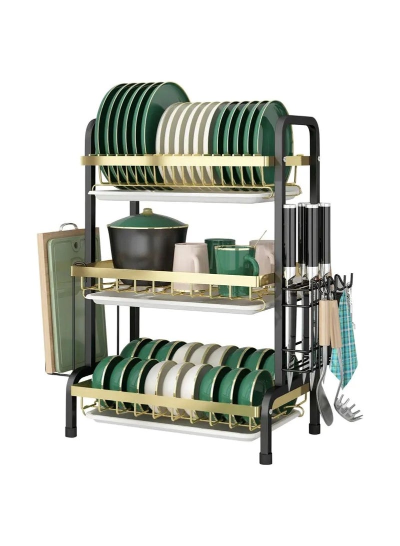 Kitchen Kitchen Carbon Steel Drain Bowl and Dish Rack Storage Rack with Chopsticks and Chopping Board  - Image 4
