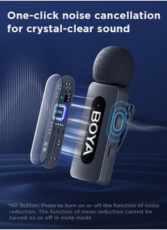 BOYA BOYA BY-V2 wireless microphone Noise Cancellation Lavalier Microphone Mini Mic 100M Transmission microphone for Vlogging TikTok YouTube Content Creators Live Streaming Interview Recording iPhone Android Smartphones Action DSLR Camera Laptop PC  - Image 3