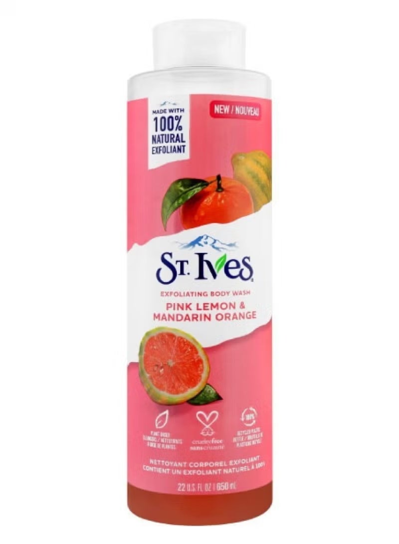 St. Ives Exfoliating Body Wash Pink Lemon & Mandarin Orange 650ml - Image 2