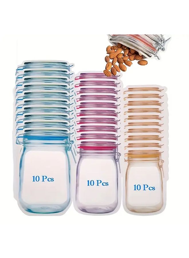 30 Pack Reusable Mason Jar Storage Bags Airtight Food Grade Silicone Zip Lock Bags For Kitchen Camping And Picnic Organization Mixed Sizes Small Medium Large Freezer And Dishwasher Safe Durable Easy To Clear Me... - Image 2