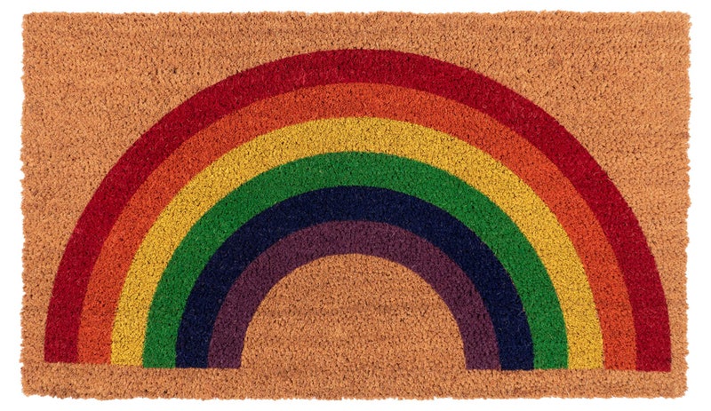 KAF Home New Coir Doormat HeavyDuty Weather Resistant NonSlip PVC Backing Indoor and Outdoor Use Rainbow