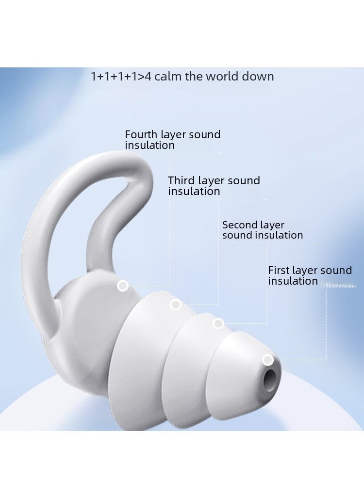 Generic - Cross-border silicone soundproof earplugs mute sleep earplugs waterproof swimming earplugs dormitory anti-noise noise reduction earplugs White pair (high-grade color box + storage box) - Image 1