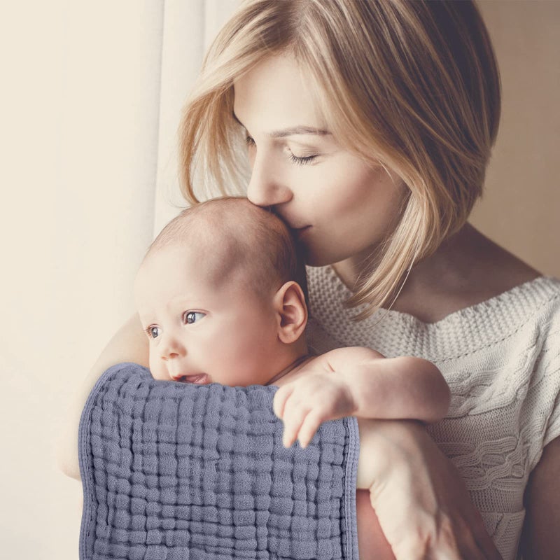 Looxii Muslin Burp Cloths 100% Cotton Muslin Cloths Large 20''x10'' Extra Soft and Absorbent 6 Pack Baby Burping Cloth for Boys and Girls (Fog Blue) - Image 2