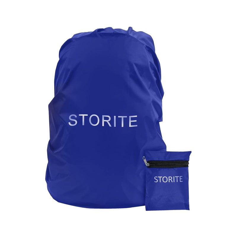 Storite غطاء غبار ومطر لحقيبة ظهر قياسية مع حقيبة، مقاوم للماء، غطاء حقيبة مضاد للغبار والمطر، قابل للتعديل بمرونة للمدرسة، الكلية، المكتب، حقائب الرحلات (30L-35L، أزرق) - Image 1