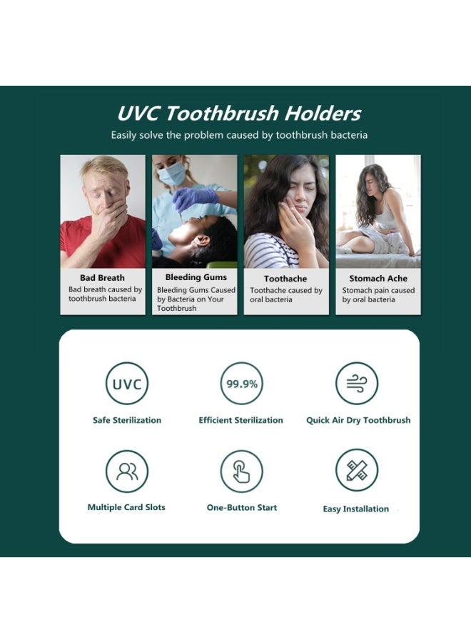 FDTY Toothbrush Holders,toothbrush Organizer,toothbrush Storage,UV Toothbrush Sanitizer and Holder,UV Light Toothbrush Sterilizer Drying Dispenser,Wall Mounted with Drying Function - White - Image 5