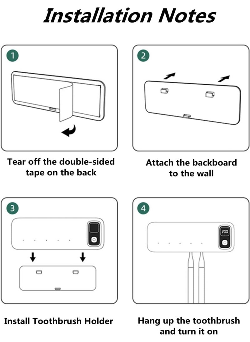 FDTY Toothbrush Holders,toothbrush Organizer,toothbrush Storage,UV Toothbrush Sanitizer and Holder,UV Light Toothbrush Sterilizer Drying Dispenser,Wall Mounted with Drying Function - White - Image 3