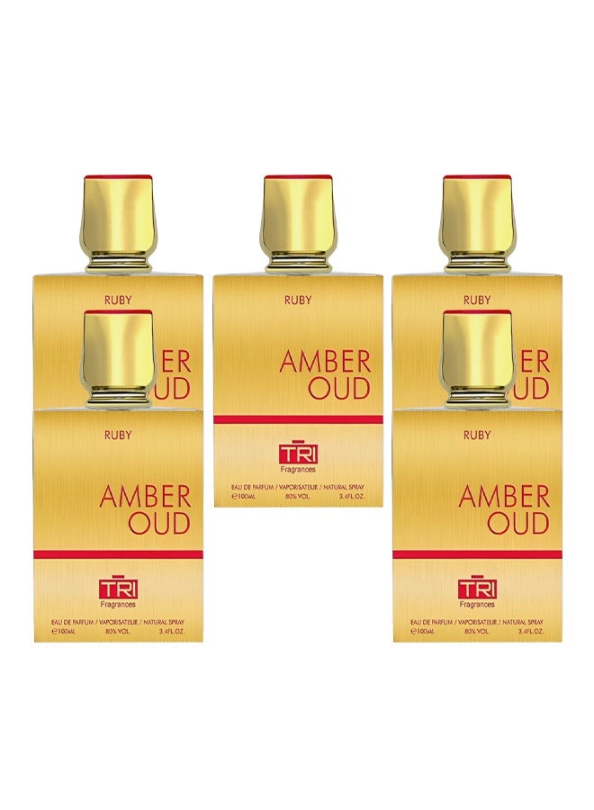 عطور TRI 5 قطع عطر عنبر عود روبي للجنسين 100 مل - Image 1
