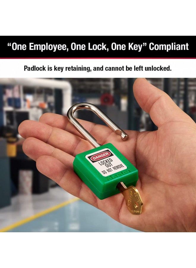 Master Lock 410GRN Lockout Tagout Safety Padlock with Key Green 0.25 in. Shackle Diameter - Image 4