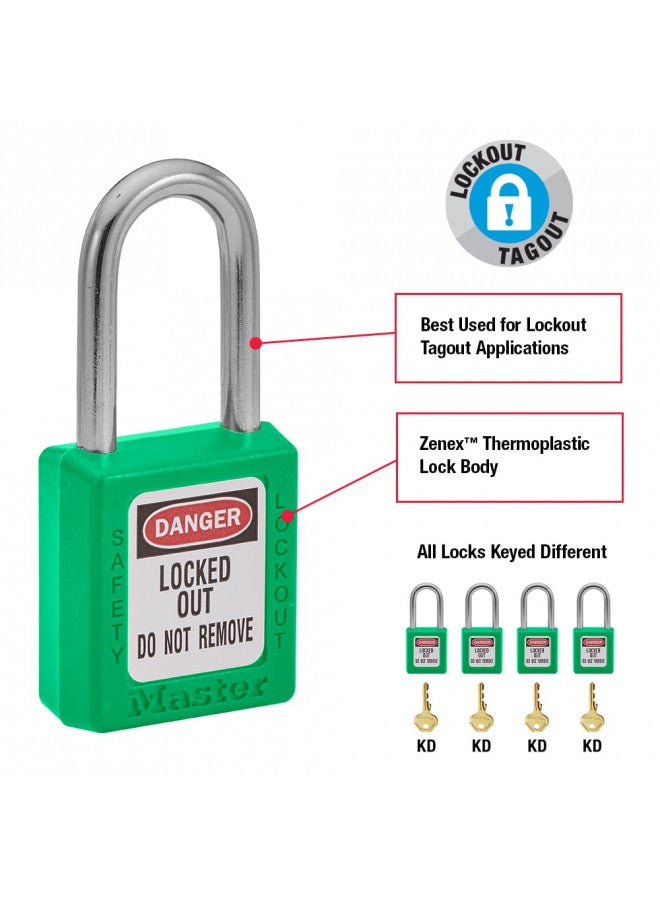 Master Lock 410GRN Lockout Tagout Safety Padlock with Key Green 0.25 in. Shackle Diameter - Image 3