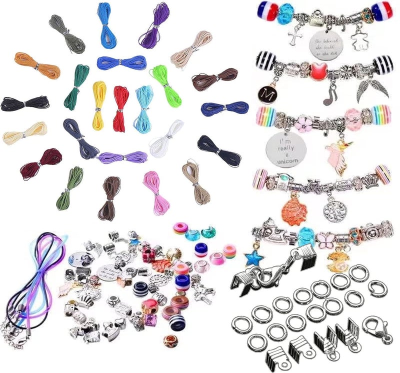 DIY Crafts DIY Crafts 1900x Pcs Kit, Accessories Kit, Charm Bracelet Making Kit, Jewelry Making Supplies Leather Cord & Accessories Kit Gifts for Teen (1900x Pcs Kit, Accessories Kit) - Image 1