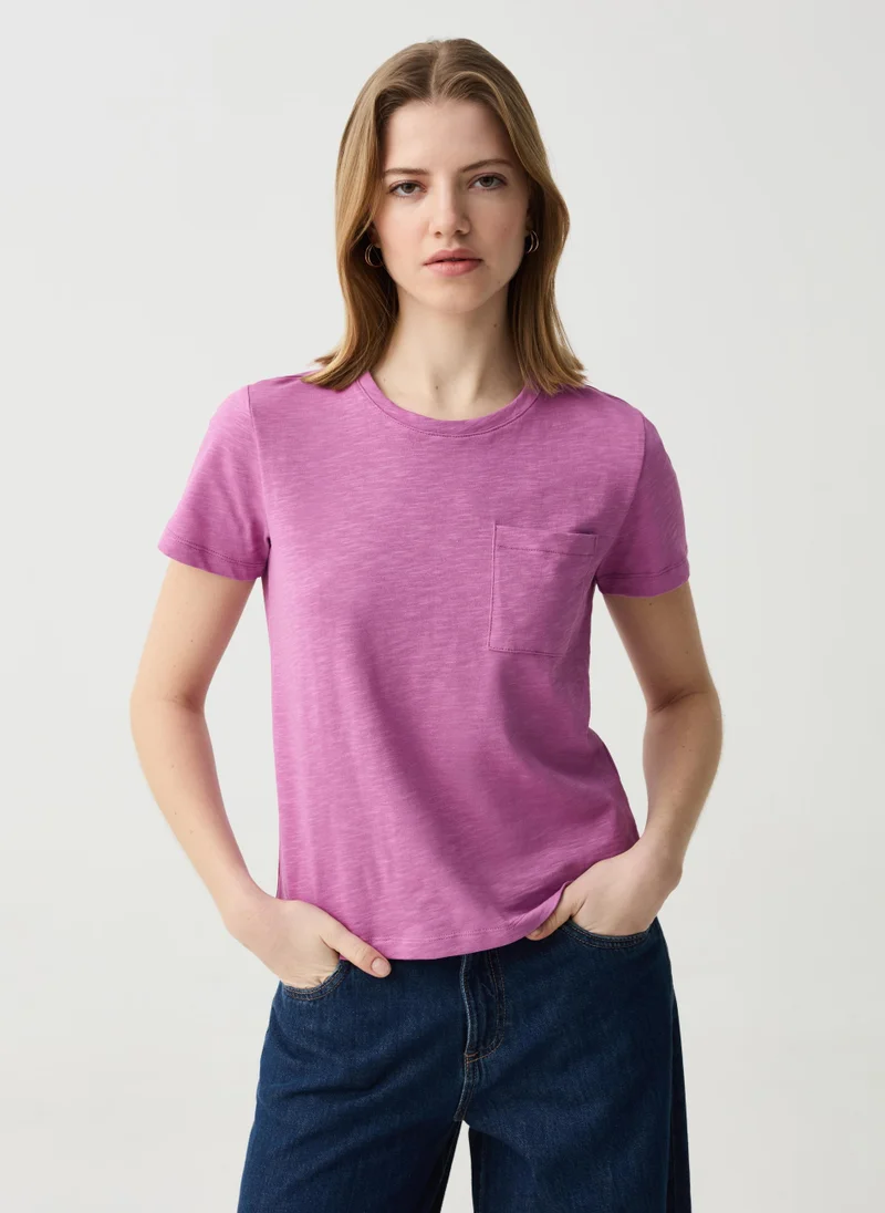 او في اس Essential mélange cotton T-shirt with pocket