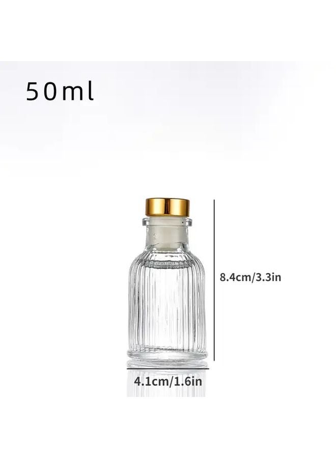 زجاجة عطر الزيوت العطرية الزجاجية العتيقة 50 مل أمبير شفاف مع أغطية ذهبية - Image 2