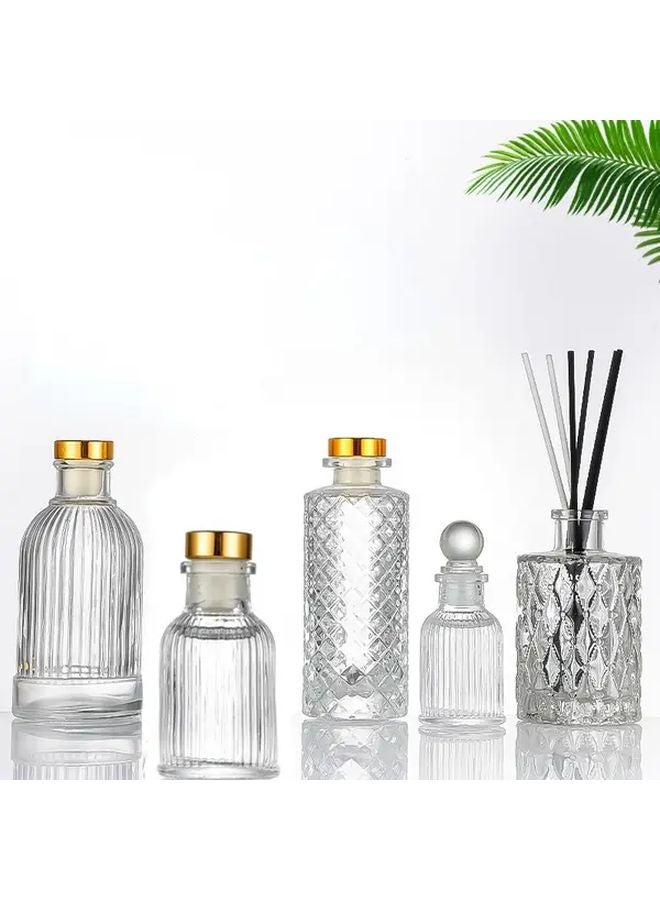 زجاجة عطر الزيوت العطرية الزجاجية العتيقة 50 مل أمبير شفاف مع أغطية ذهبية - Image 1