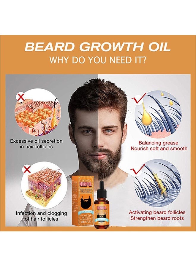 CANAMIN Beard Oil, 100% Pure Natural Ingredients, Moisturize & Soften Beard, Reduce Itch & Frizz, Men Beard Care Conditioner Oil 30ml - Image 5