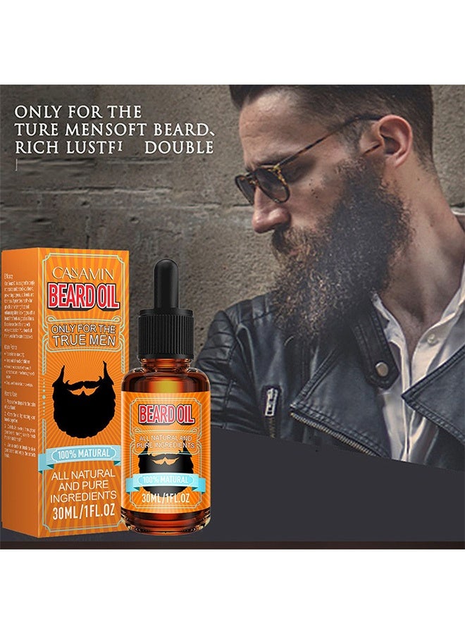 CANAMIN Beard Oil, 100% Pure Natural Ingredients, Moisturize & Soften Beard, Reduce Itch & Frizz, Men Beard Care Conditioner Oil 30ml - Image 2