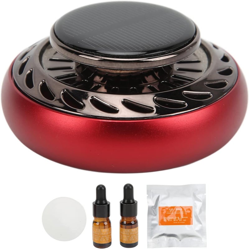 woobles Car Air Freshener, Car Diffuser Plastic Aluminum Alloy Solar Energy Rotating Aromatherapy Interior Dashboard Decoration (Red) Red - Image 4