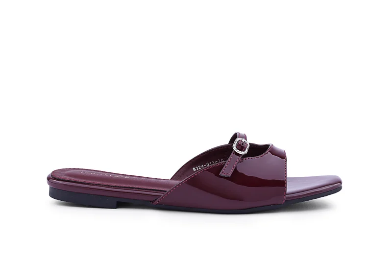 Croc-Embossed Flat Mules