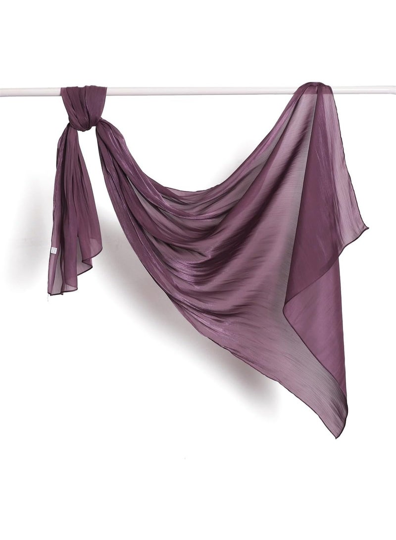 Dark Purple Shiny Gloss Chiffon Hijab Scarf 180*70cm, Women Elegant Lightweight Wedding Shawl Wrap Cape - Image 2