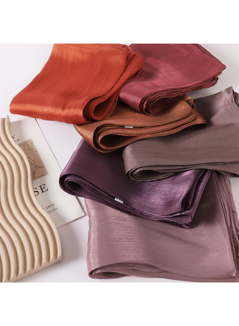 Dark Purple Shiny Gloss Chiffon Hijab Scarf 180*70cm, Women Elegant Lightweight Wedding Shawl Wrap Cape - Image 5
