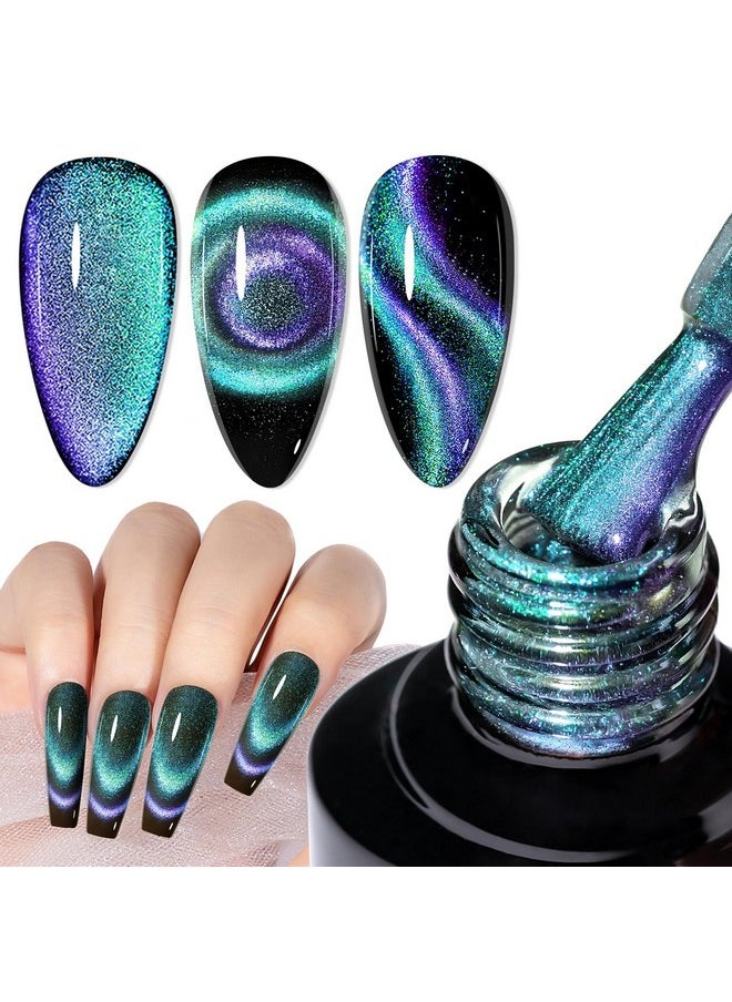 MIZHSE Chameleon 9D Cat Eye Gel Polish 10Ml Holographic Galaxy Cateye Magnetic Nail Polish Gel Magic Chameleon Home Salon Manicure Set With Magnet Stick For Ladies(005)  - Image 1