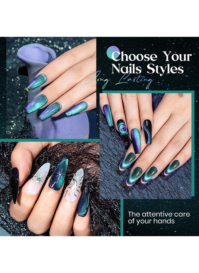 MIZHSE Chameleon 9D Cat Eye Gel Polish 10Ml Holographic Galaxy Cateye Magnetic Nail Polish Gel Magic Chameleon Home Salon Manicure Set With Magnet Stick For Ladies(005)  - Image 2