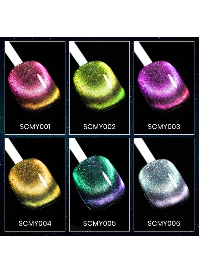 MIZHSE Chameleon 9D Cat Eye Gel Polish 10Ml Holographic Galaxy Cateye Magnetic Nail Polish Gel Magic Chameleon Home Salon Manicure Set With Magnet Stick For Ladies(005)  - Image 5