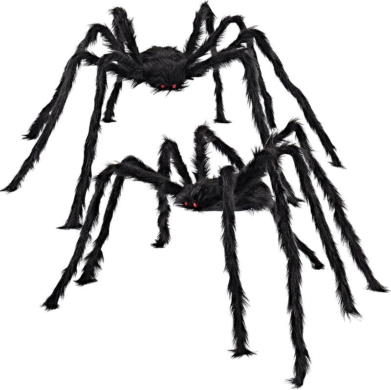 JOYIN 2 Pack 5 Ft Halloween Outdoor Decorations Hairy Black Spider Scary Giant Spider Fake Large Haunted House Props Halloween Yard Lawn Decorations Party Indoor Decor