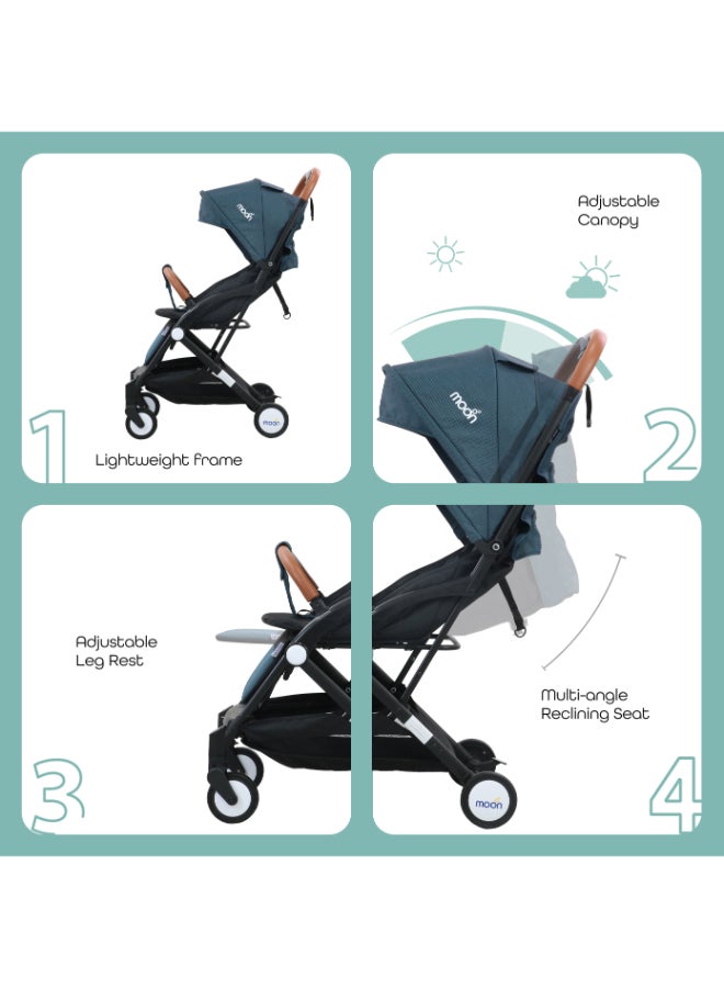 Moon Ritzi - Cabin Stroller - Black/Blue Dots - Image 4