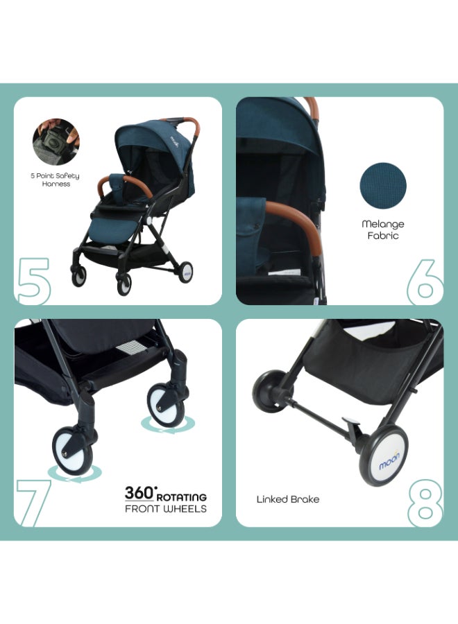 Moon Ritzi - Cabin Stroller - Black/Blue Dots - Image 5