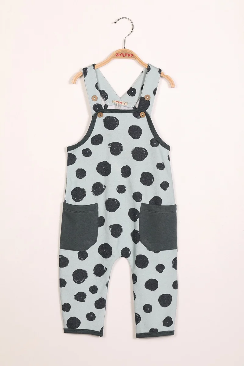 زيلاند Girls' Large Polka Dot Overalls with Pockets (2-7 years old)