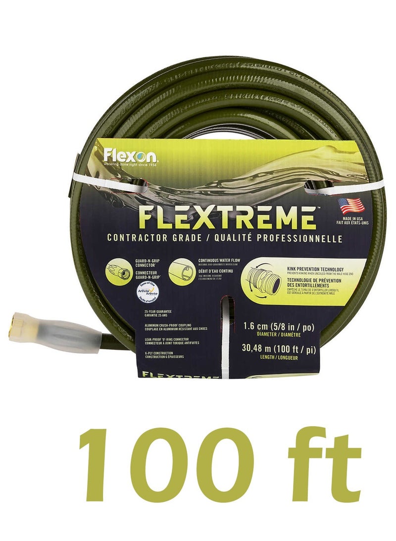 Flexon Flextreme Contractor Grade Garden and Lawn Hose, 100ft 5/8 in - Image 1